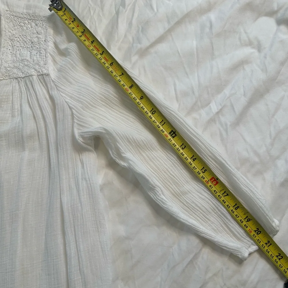 Current/Elliott White Boho Peasant Picnic Blouse Top Women’s Small Gauze Lace - Picture 13 of 13